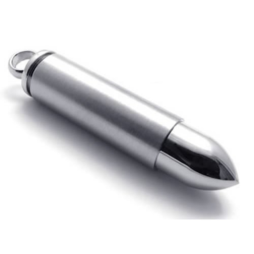 Cremation Stainless Steel Bullet Urn Necklace Ash Keepsake Memorial Pendant Mens