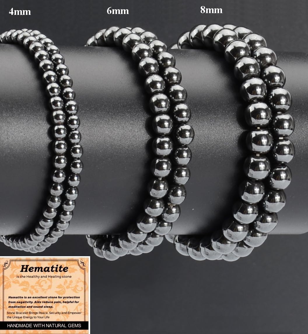Unisex 6mm Hematite Healing Bracelet – Vibrant Energy Gift for Any Occasion
