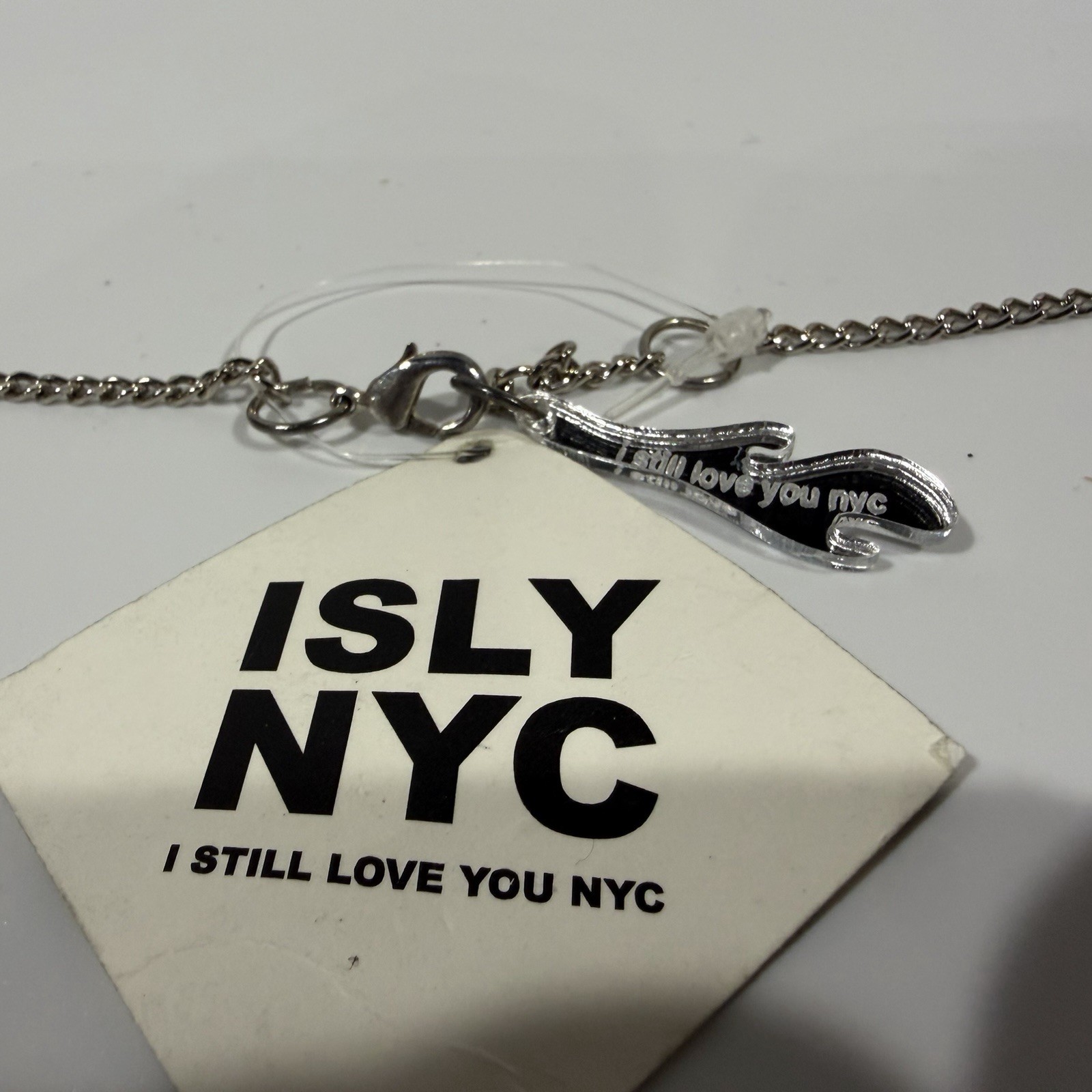 I Still Love You ISLY NYC Sorry Not Sorry Rare Silver Laser Cut Letter Necklace