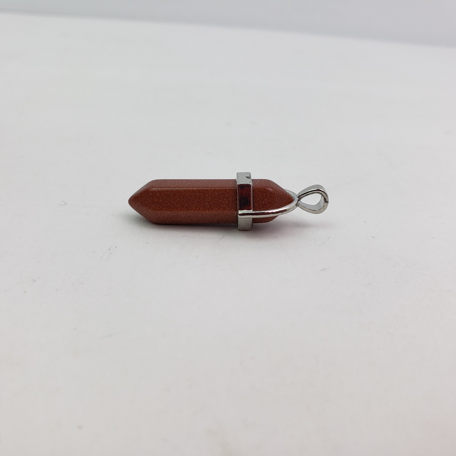 Unbranded Brown Gold Glitter Hexagonal Pointed Stone Pendant