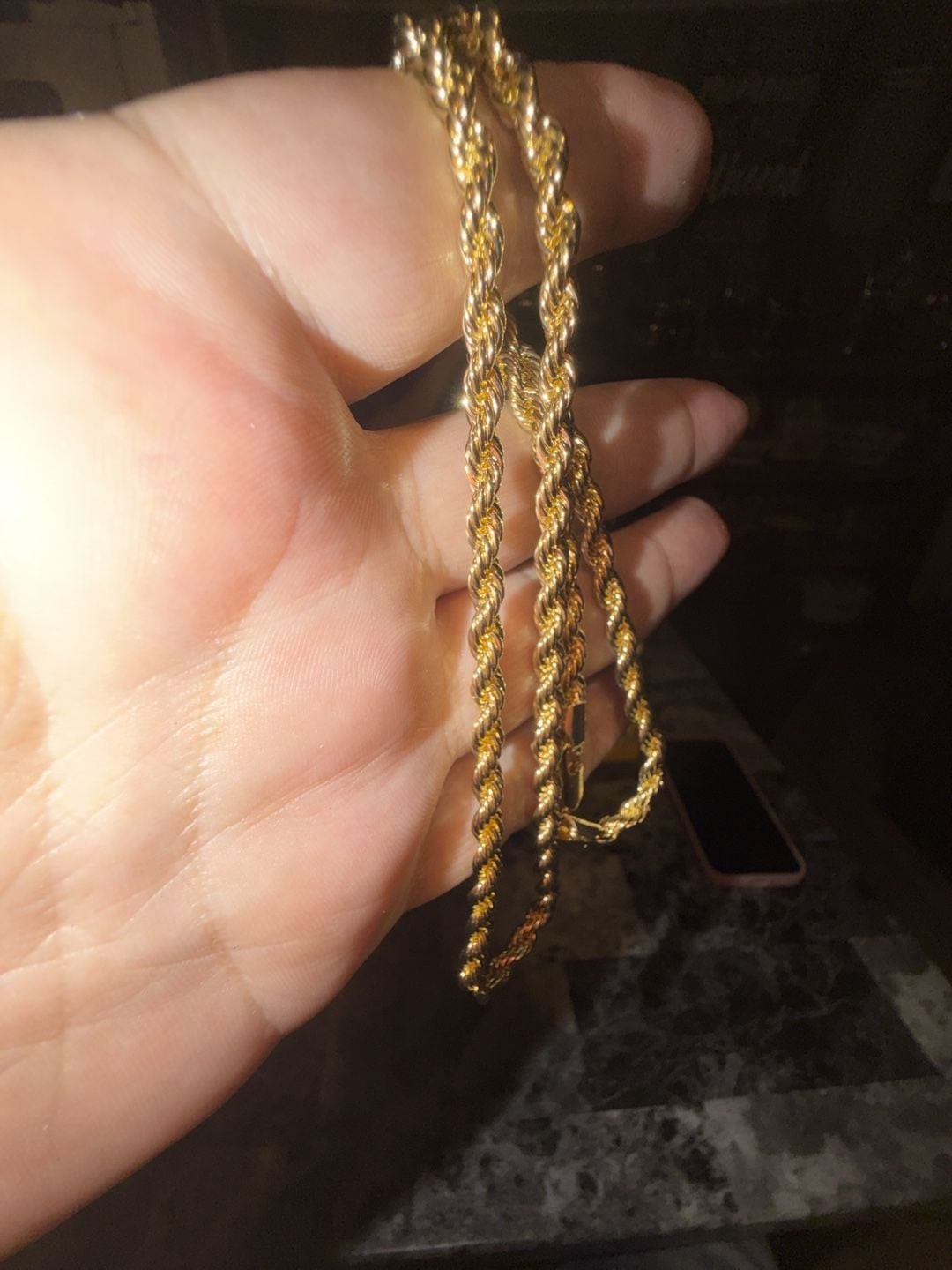 Gold-Plated 6mm Rope Chain Necklace 22 inch brand new