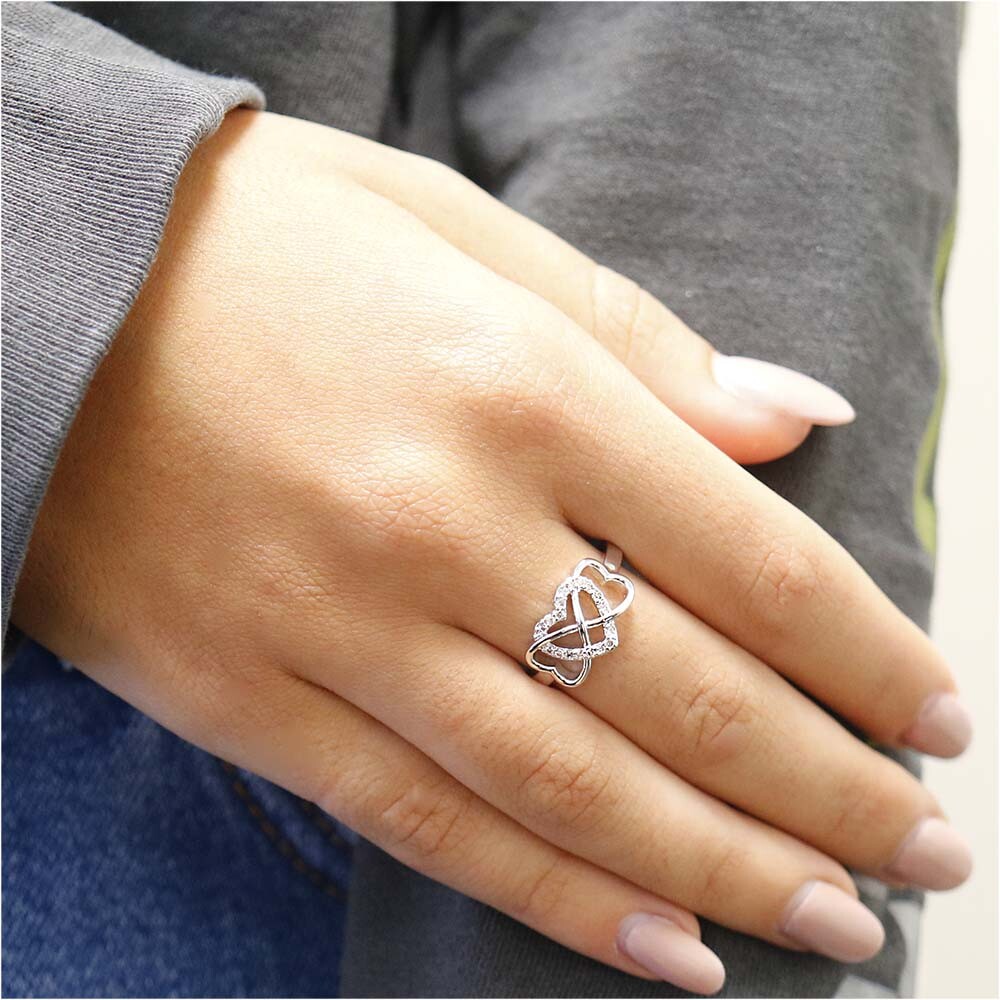 925 Sterling Silver Infinity Heart Cubic Zirconia Ring Sizes 5-9 For Women
