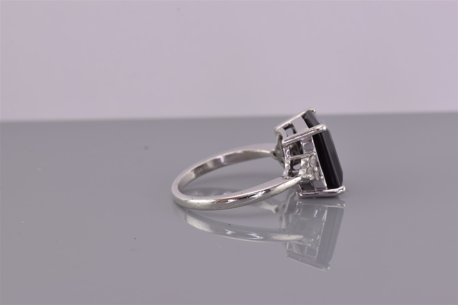 Sterling Silver Black Tourmaline Topaz Cluster Accented Band Ring 925 Sz: 8
