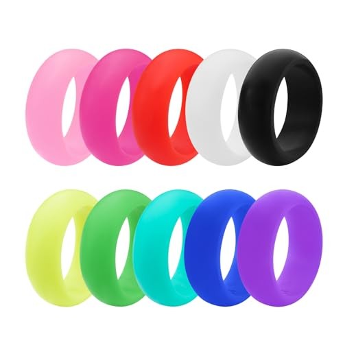10-Pack Hypoallergenic Silicone & Rubber Ring Set for Women – 8mm Wide 6