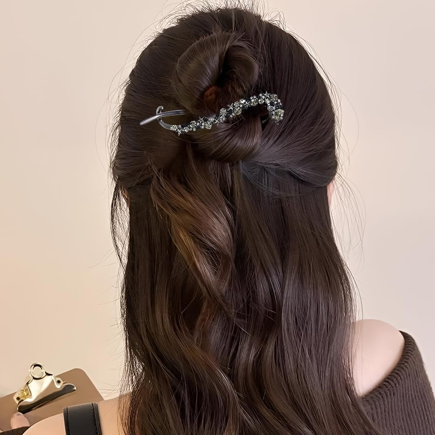 1Pcs Star Rhinestone Bannana Clips for Thick Hair Fashion Banana Hair Clips f…