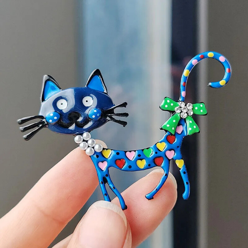 Lovely Cat Enamel Brooch Animal Casual Party Pins Jewelry For Women Men