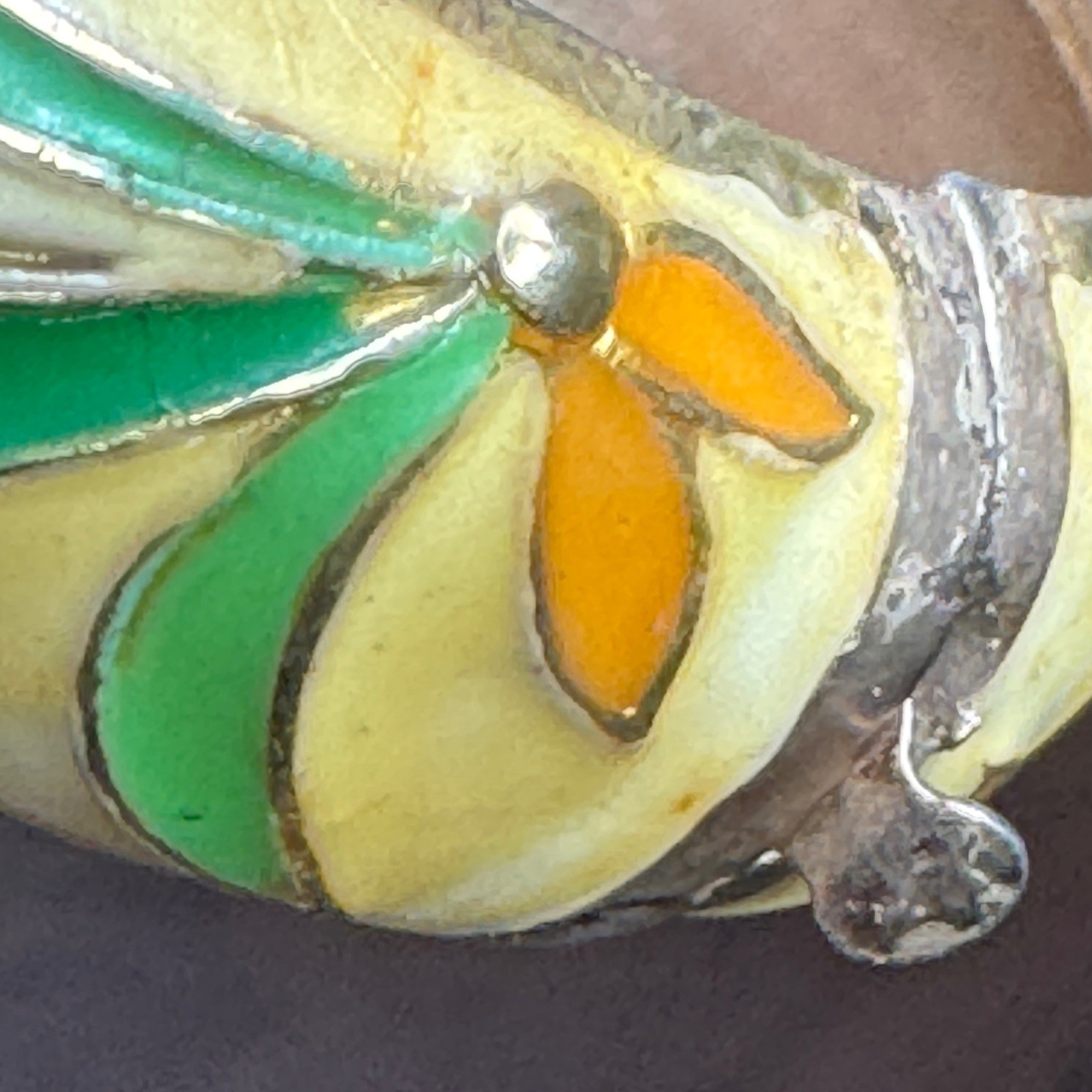 Vintage Cloisonne Bangle Bracelet Hinged Brass Heated Enamel Floral Asian Art