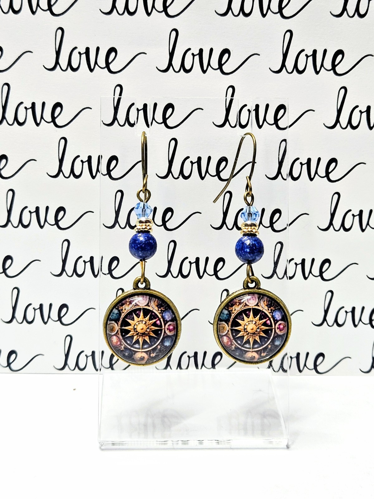 New Celestial Zinc Alloy and Glass Dangle Earrings