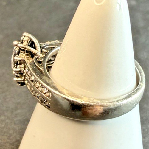 Marquise Cut Cluster Cathedral Setting Engagement Style Sterling Ring Size 6.75