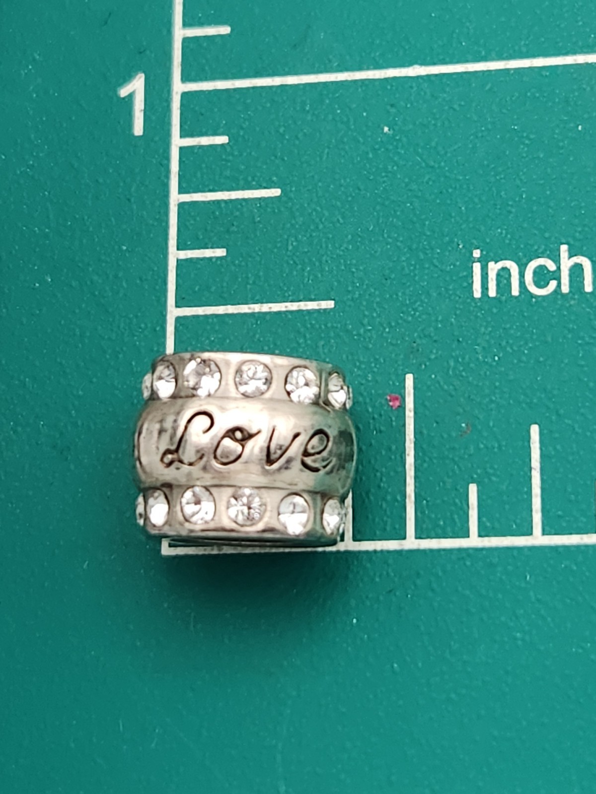 Brighton “LOVE” w/Rows of Crystals Silver Bead Charm Spacer