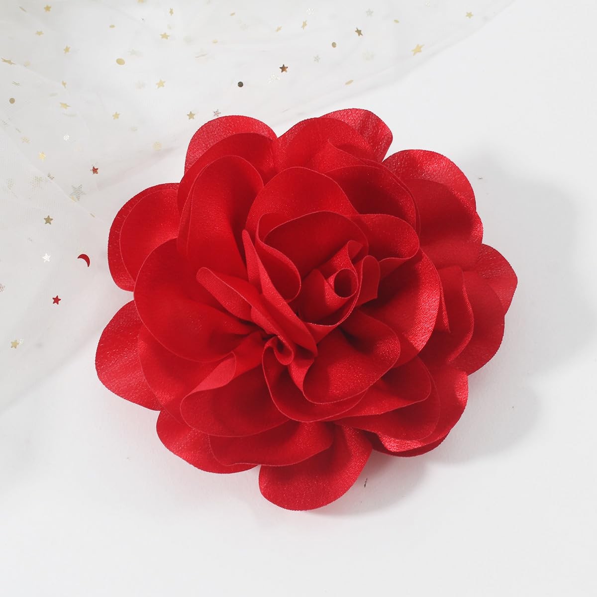 6.3 Inches Red Rose Hair Clip Large Flower Brooches for Women | Elegant Red F…