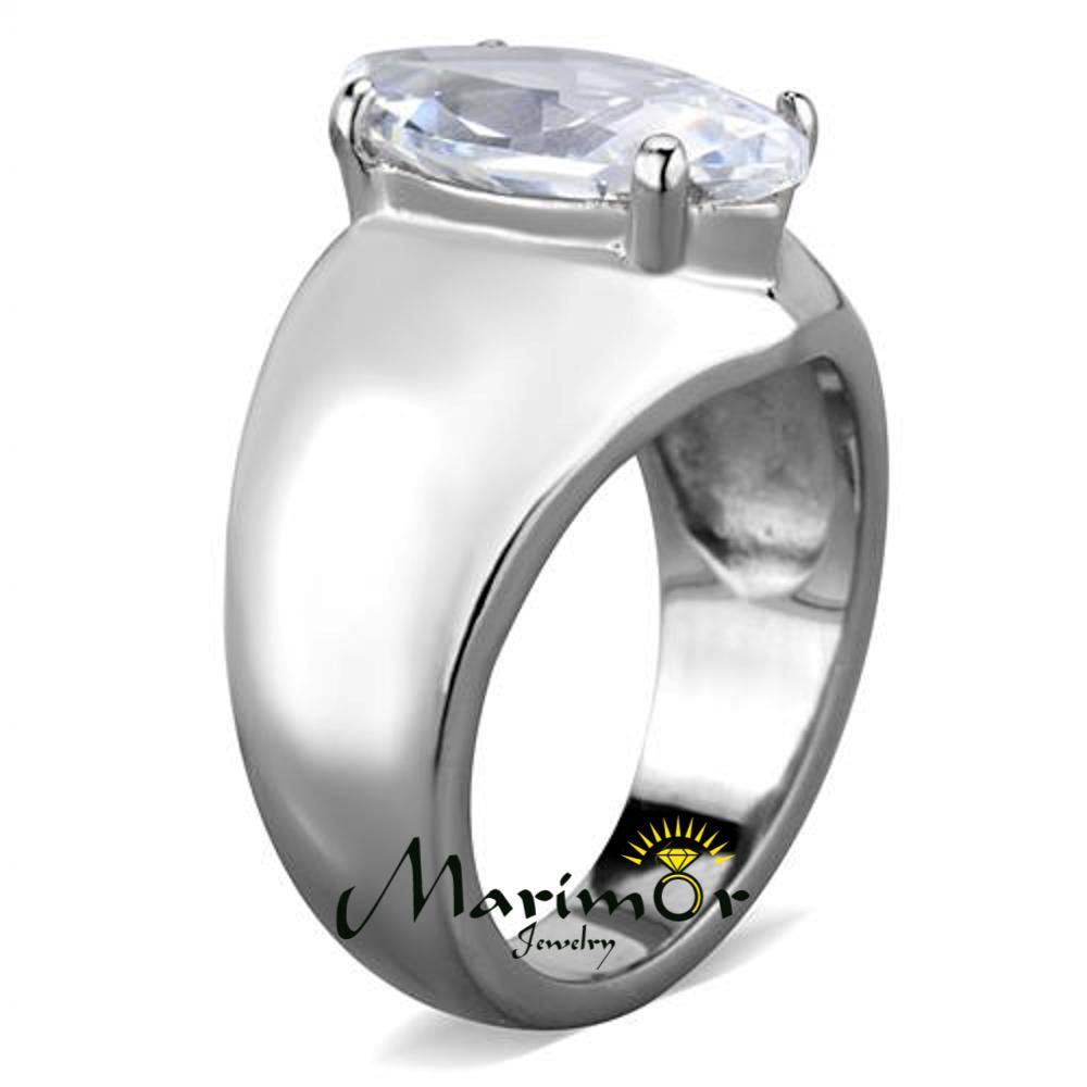 3.44 Marquise Solitaire Cubic Zirconia Stainless Steel Engagement Ring 5-10