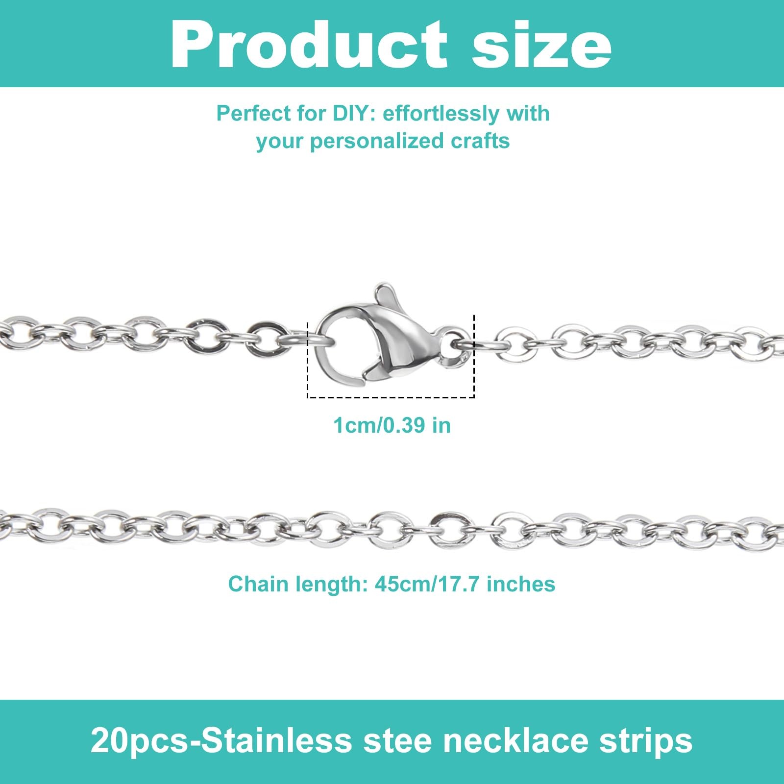 10 Pcs 18 Inch Stainless Steel Silver Necklace Chains with Lobster Clasps