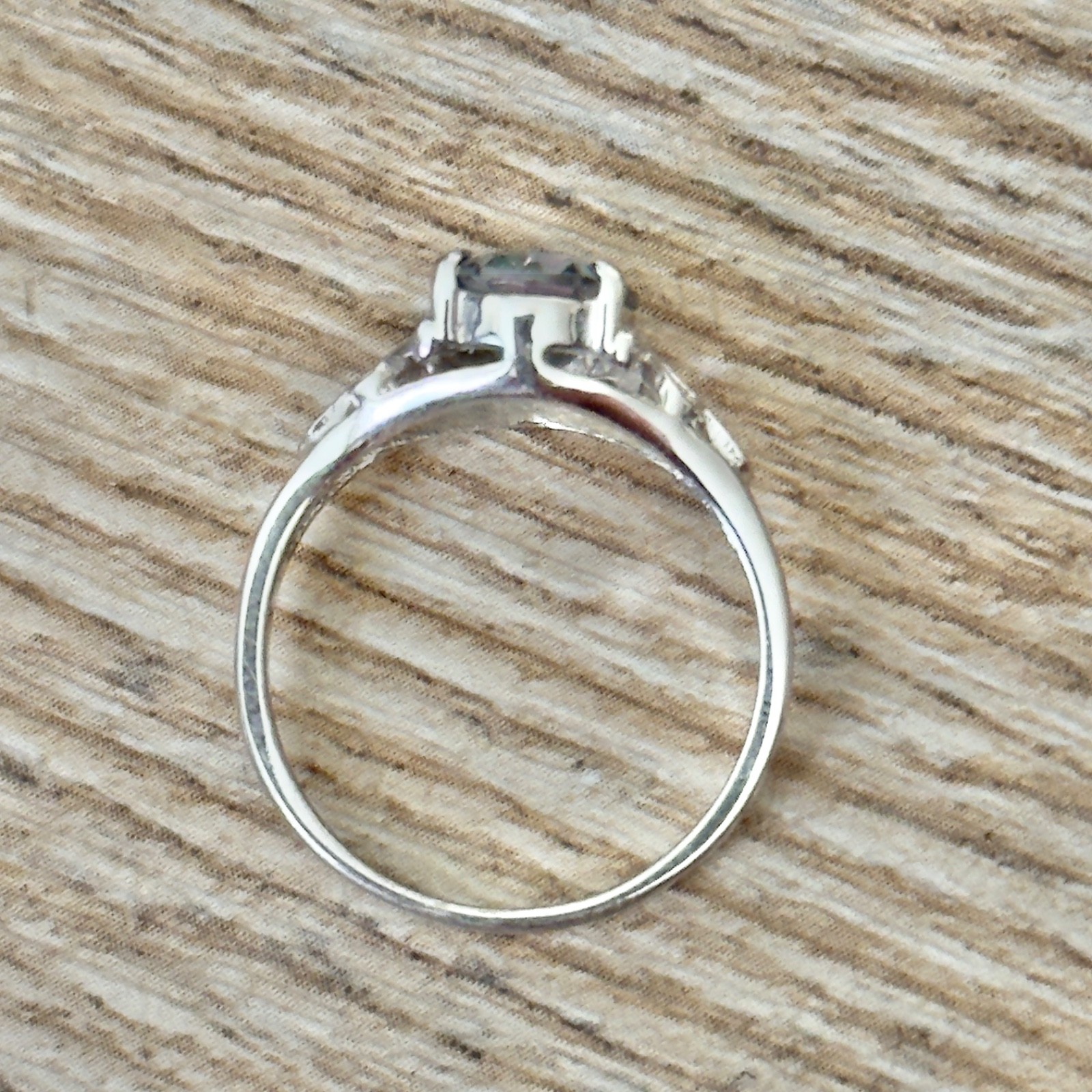 RS Covenant Mystic Rainbow Faceted Oval CZ Statement Ring RSC Silver Tone
