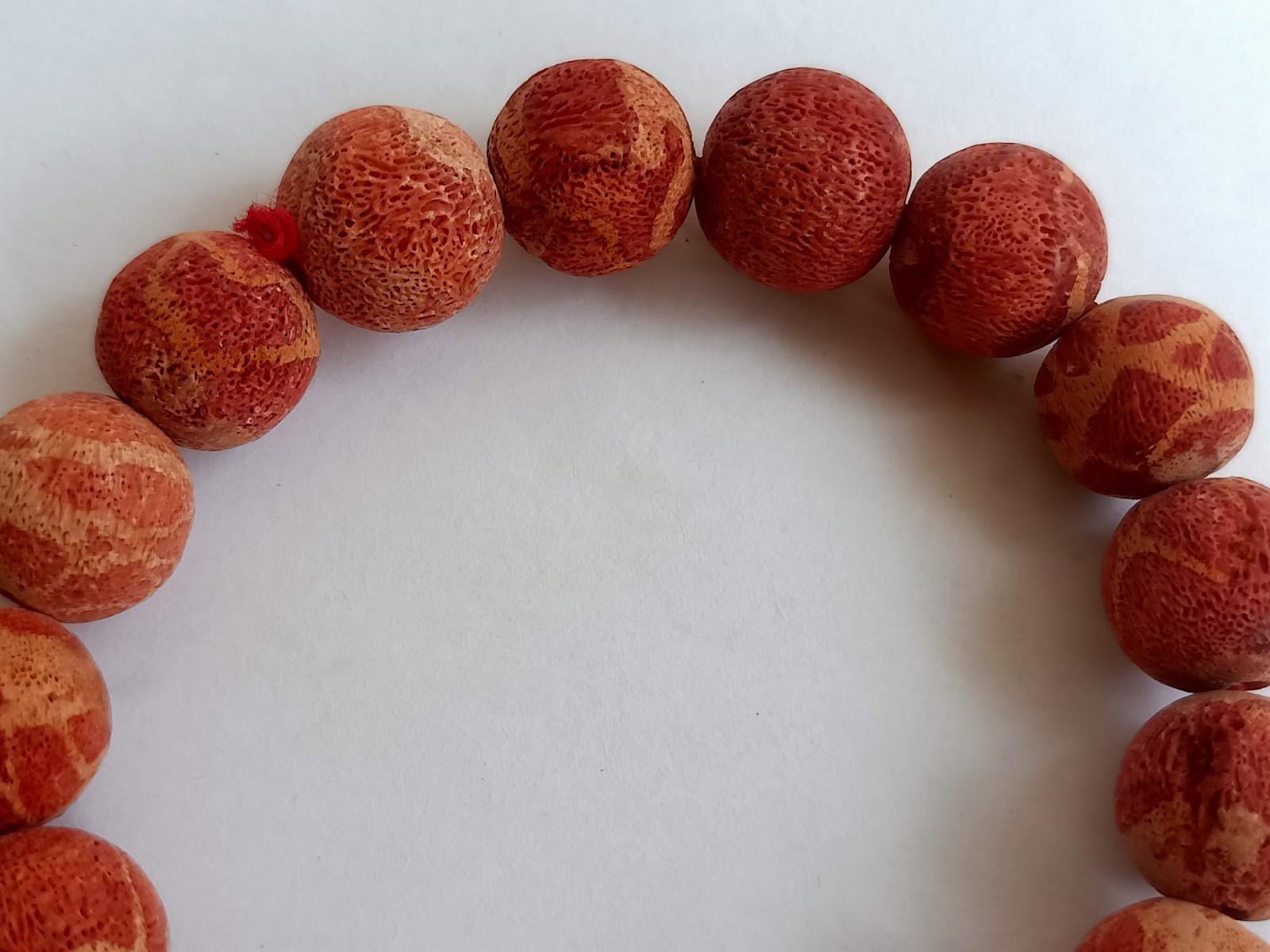 12mm Natural No Treatment Sponge Red Coral Round Stretch Beads Bracelet