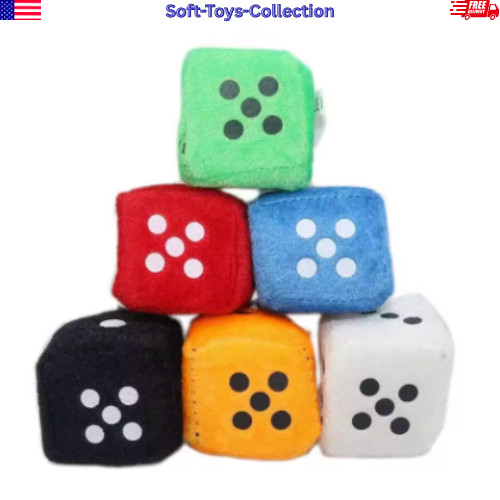 2PCS Fuzzy Dice Car Mirror Hanging Ornament Auto Interior Decor Gift