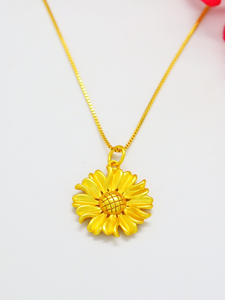 Sunflower necklace 22K 23K 24K THAI BAHT YELLOW GOLD GP Necklace