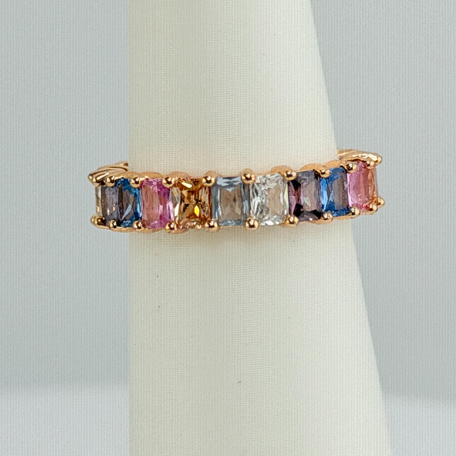 Bomb Party 1x Band Sz 8 MHA Mental Health Awareness Rainbow on Rose Gold