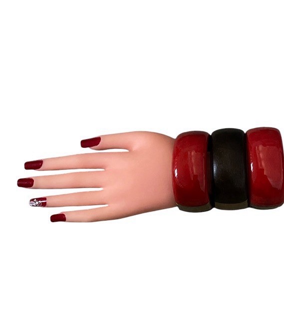 Premier Designs Piper Resin And Wood Hinged Bangle(Set Of 3) 7.25in