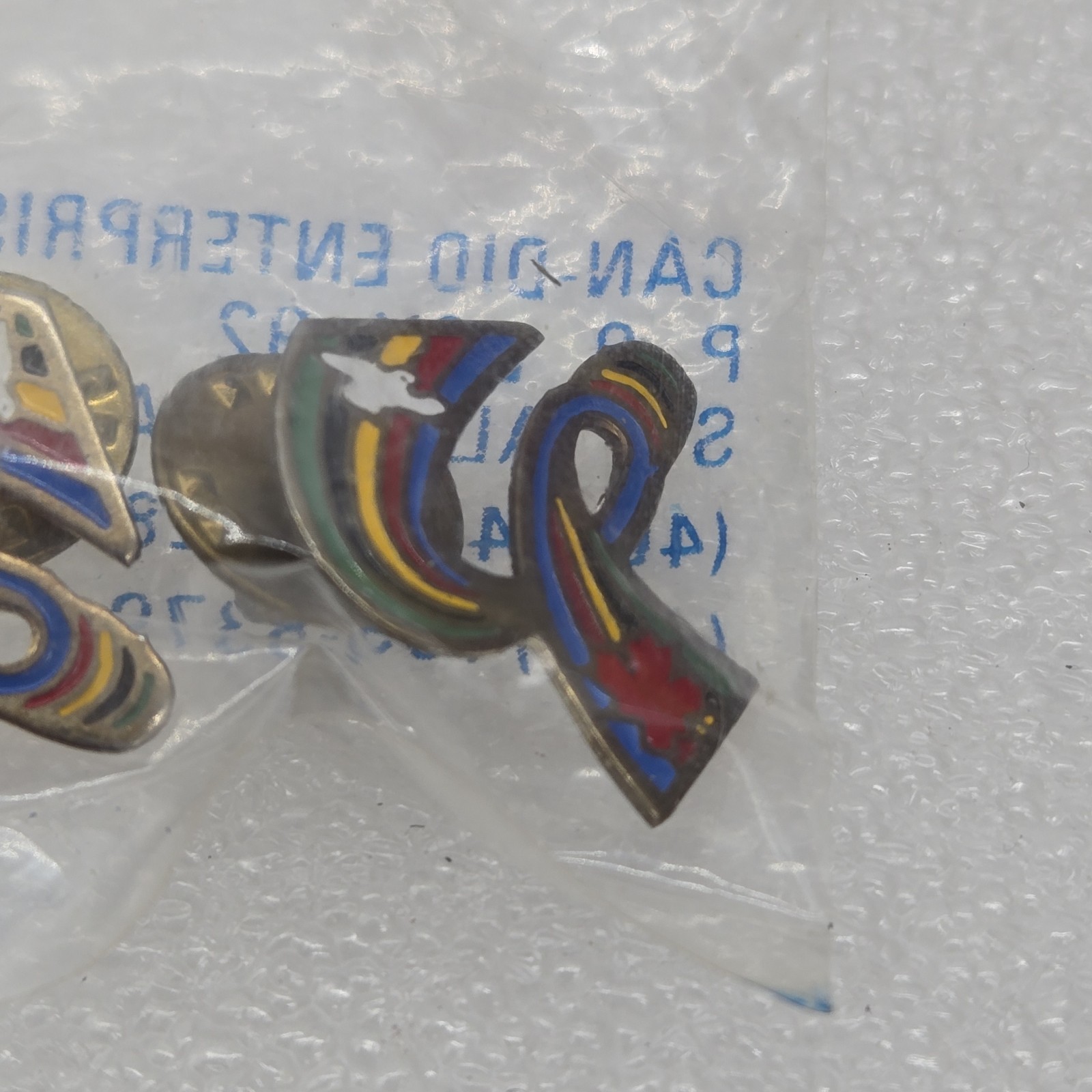 (2) Vintage Gay Pride Rainbow Dove Peace Canada Maple Leaf Lapel Push Back Pin