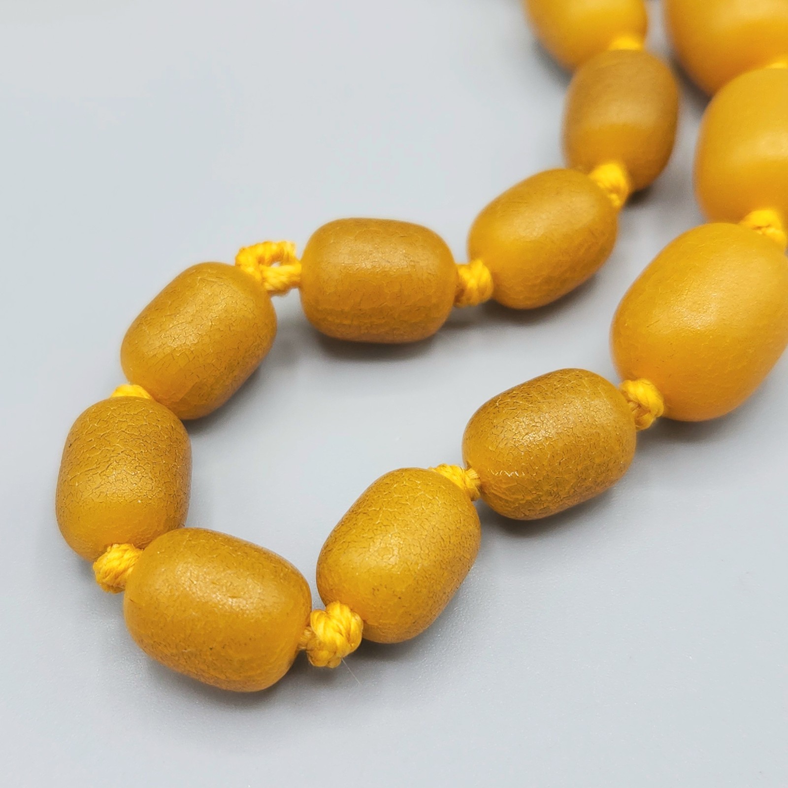 VTG Large Amber Butterscotch Faturan Composite Bakelite Bead Necklace 32″ 108.8g