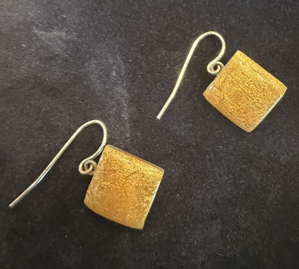 alexis bittar lucite drop earrings Orange Square .75” Overall Dangle