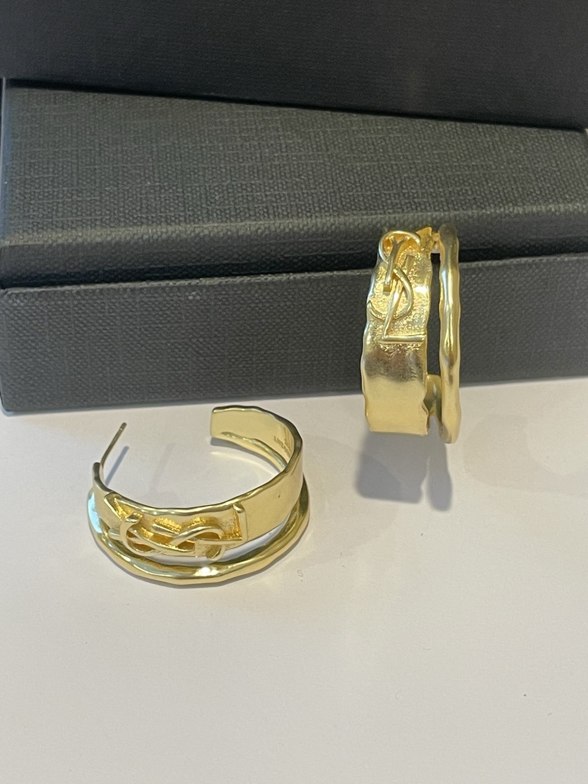 SAINT LAURENT Gold earrings with butterfly brooch