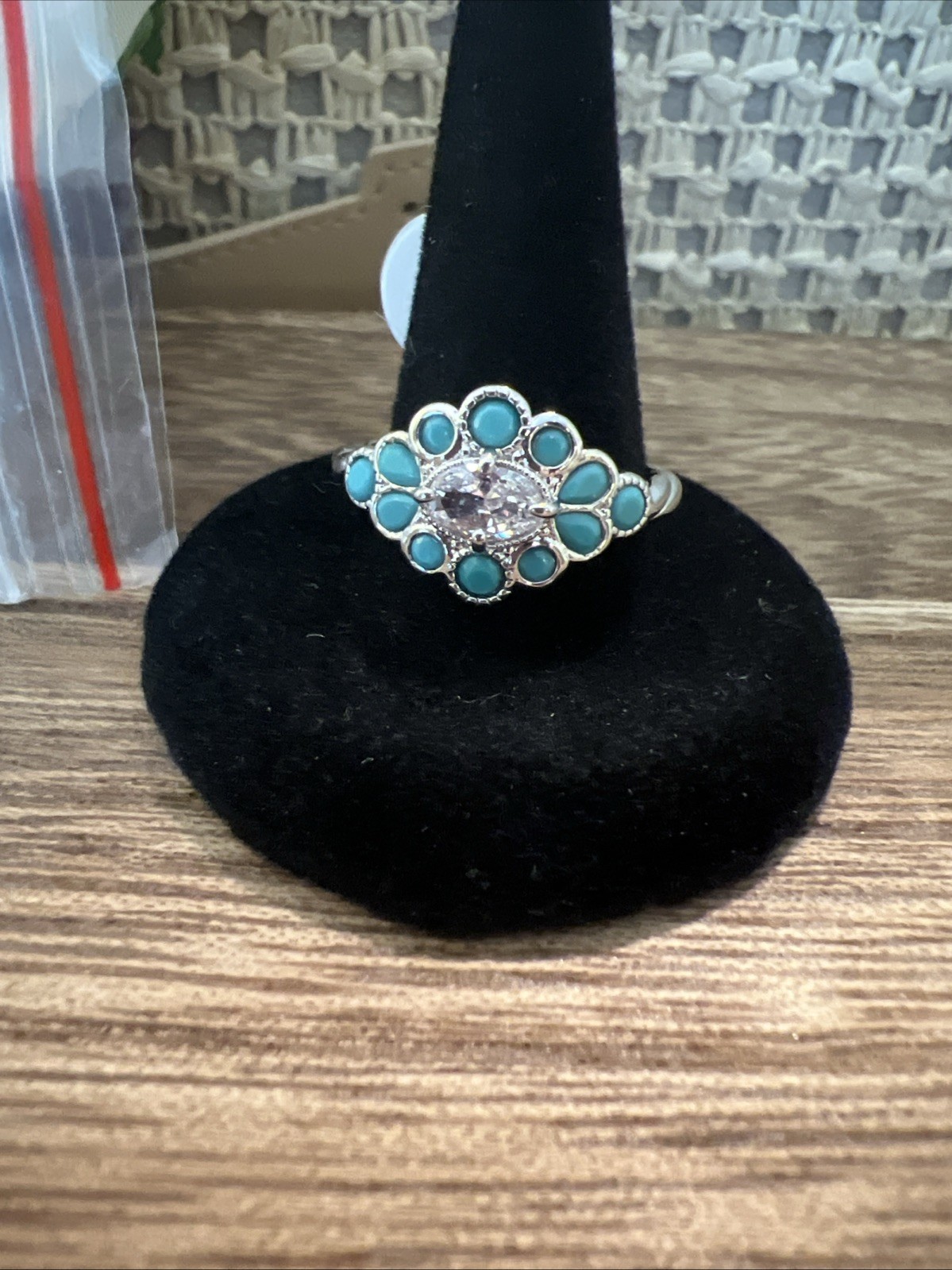 Bomb Party Wild And Free. Size 9 Ring. Turquoise Magnesite. Rhodium Plating.