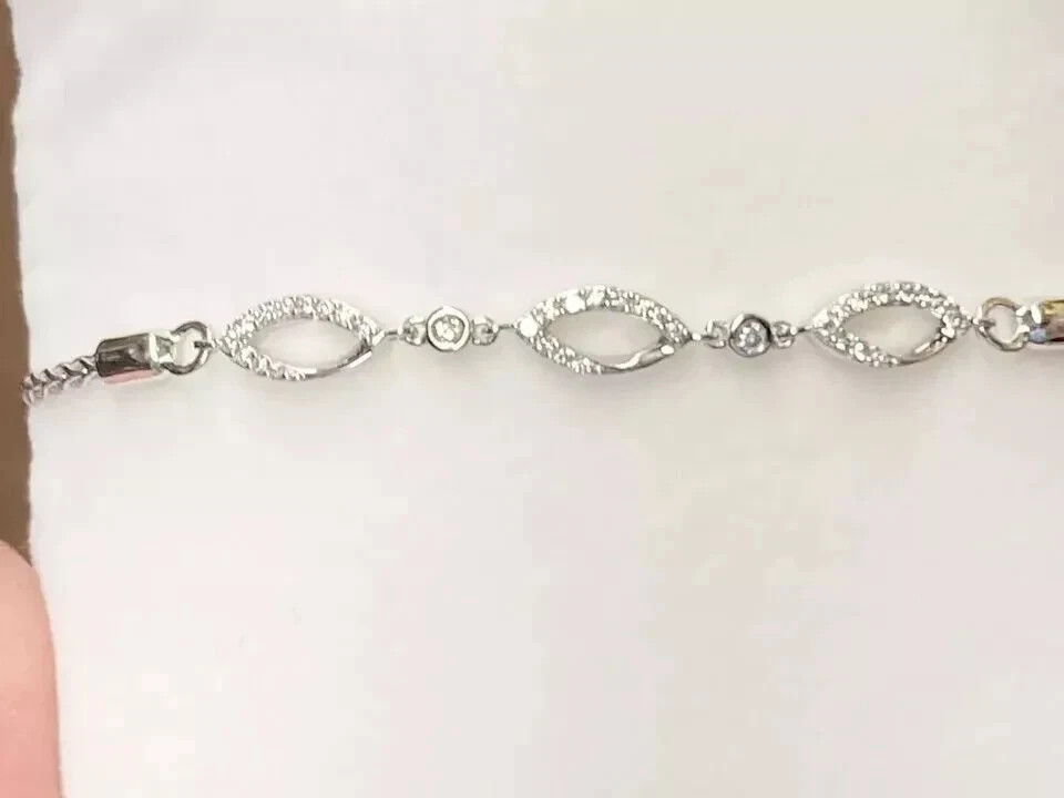 2 Ct Round Cut Simulated Diamond 14k White Gold Plated Women Bolo Chain Bracelet