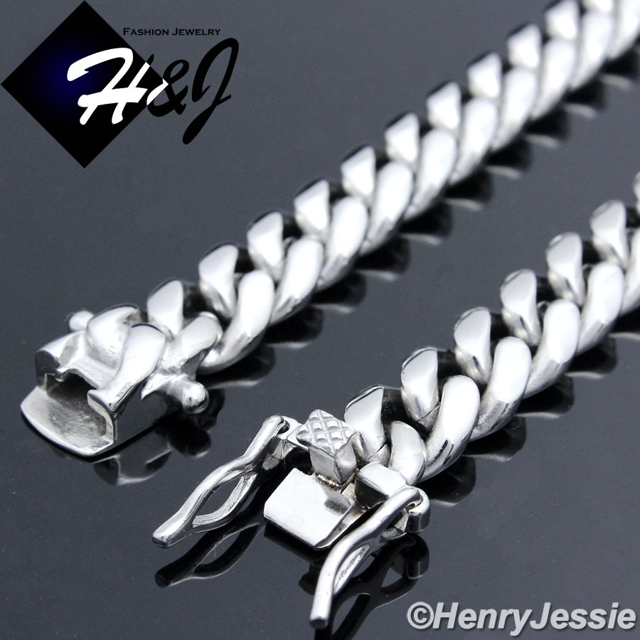 7.5″-11″MEN Stainless Steel 7mm Silver Miami Cuban Curb Link Chain Bracelet*154