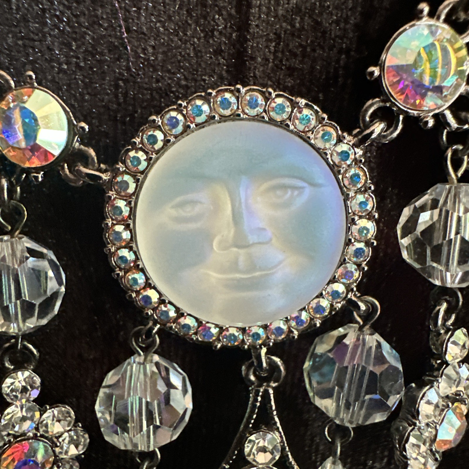 Kirks Folly 3 Moon Face Necklace Celestial Lunar 19” Inv#244