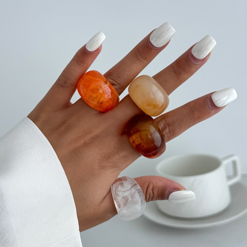 Lightweight Resin Smooth Minimalist Fashionable Translucent Vibrant Acrylic Ring