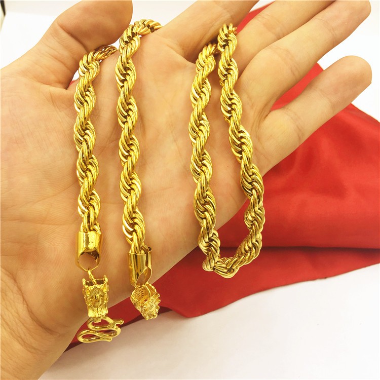 22K 23K 24K Thai Baht Yellow Gold necklace for men
