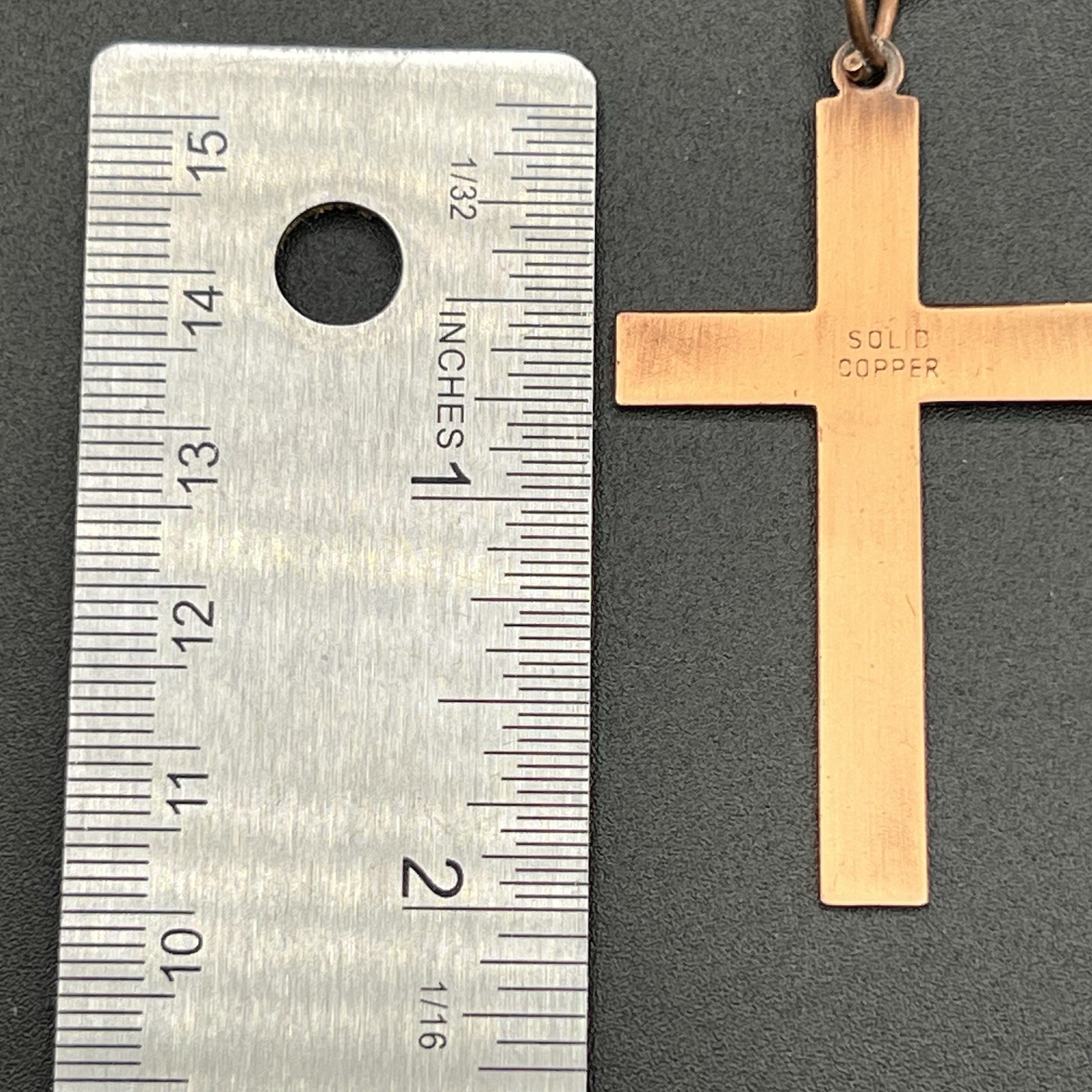 Large Solid Copper Cross Necklace 27″ Handmade Artisan Faith Pendant Unisex
