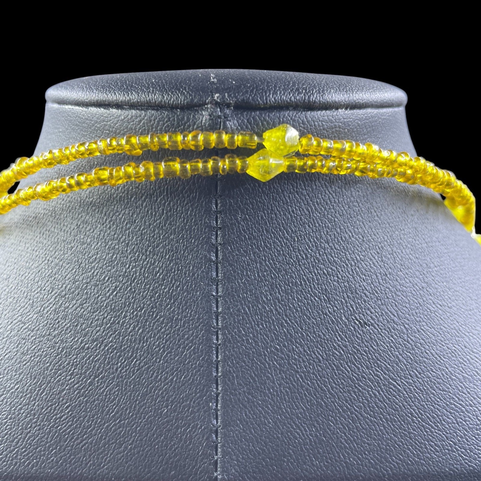 Yellow Wrap Around Beaded Disc Statement Necklace Earrings Set Boho Festival