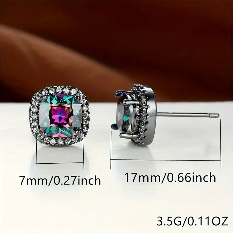 925 Sterling Silver Rainbow Mystical Fire Topaz New Fashion Charms Stud Earrings