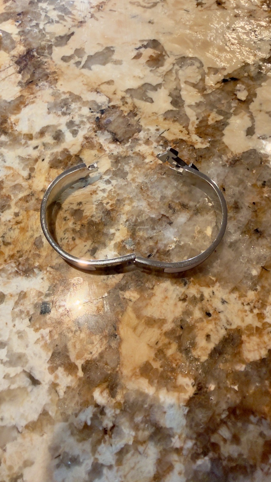 Hermes Clic H Bracelet Silver/White Size 17 Used In Excellent Condition