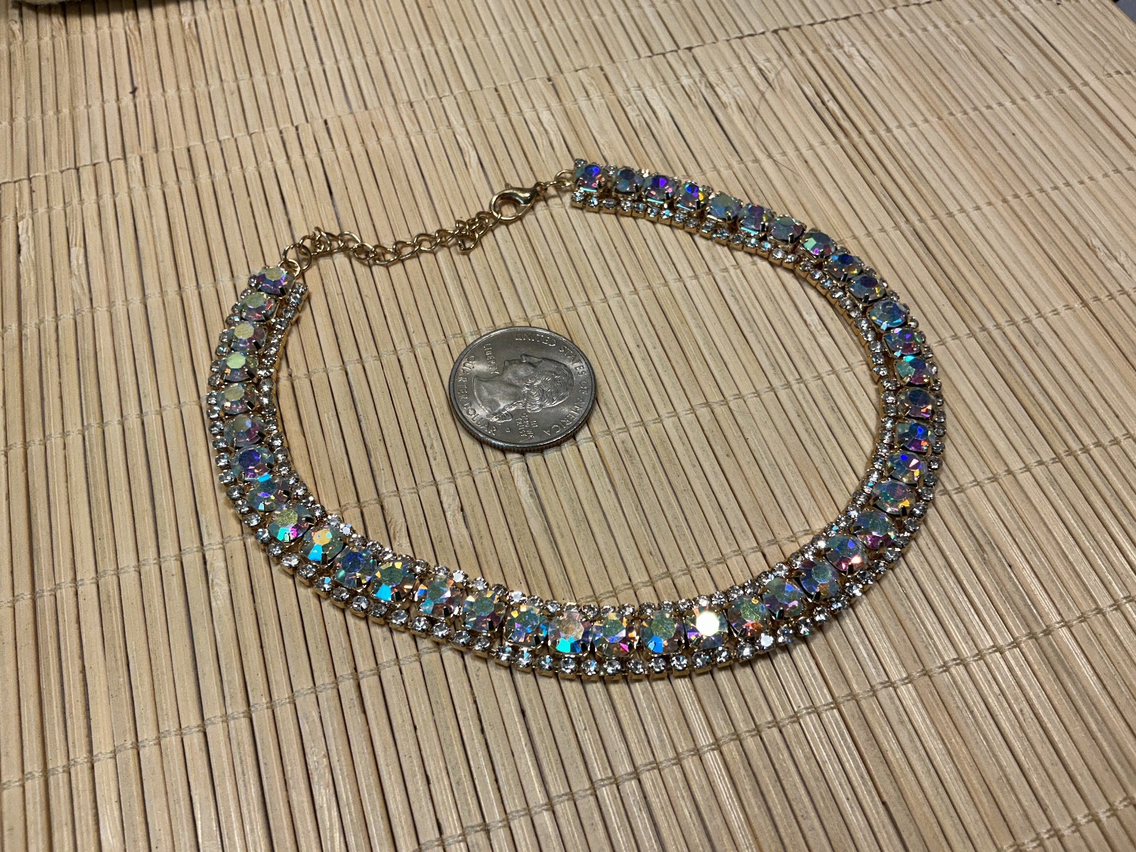 Fashion Necklace Crystal AB Rhinestone Gold Tone Dog Collar Choker Lot 103D