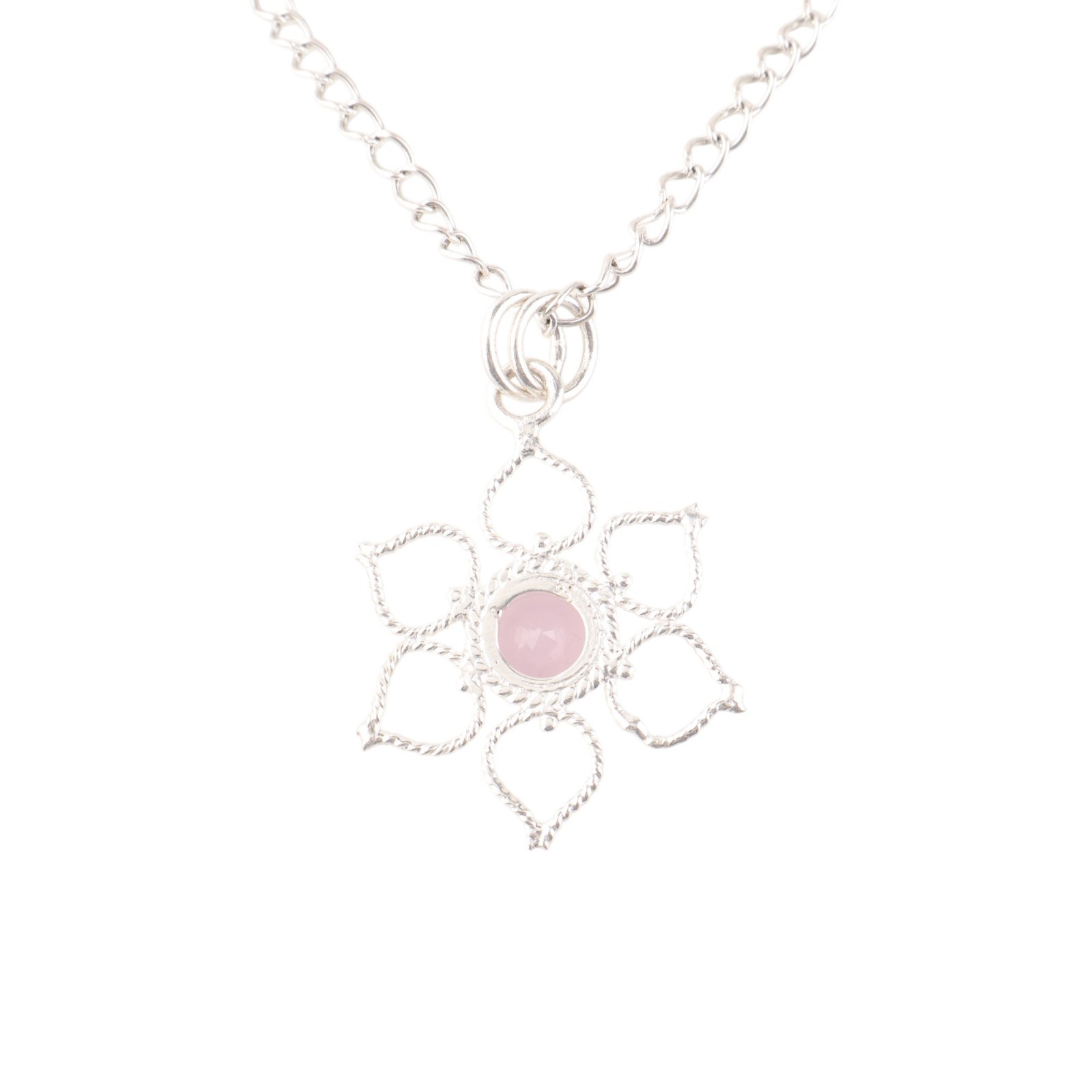 Rose Chalcedony Gemstone 925 Sterling Silver Pretty Pendant Gift For Anniversary