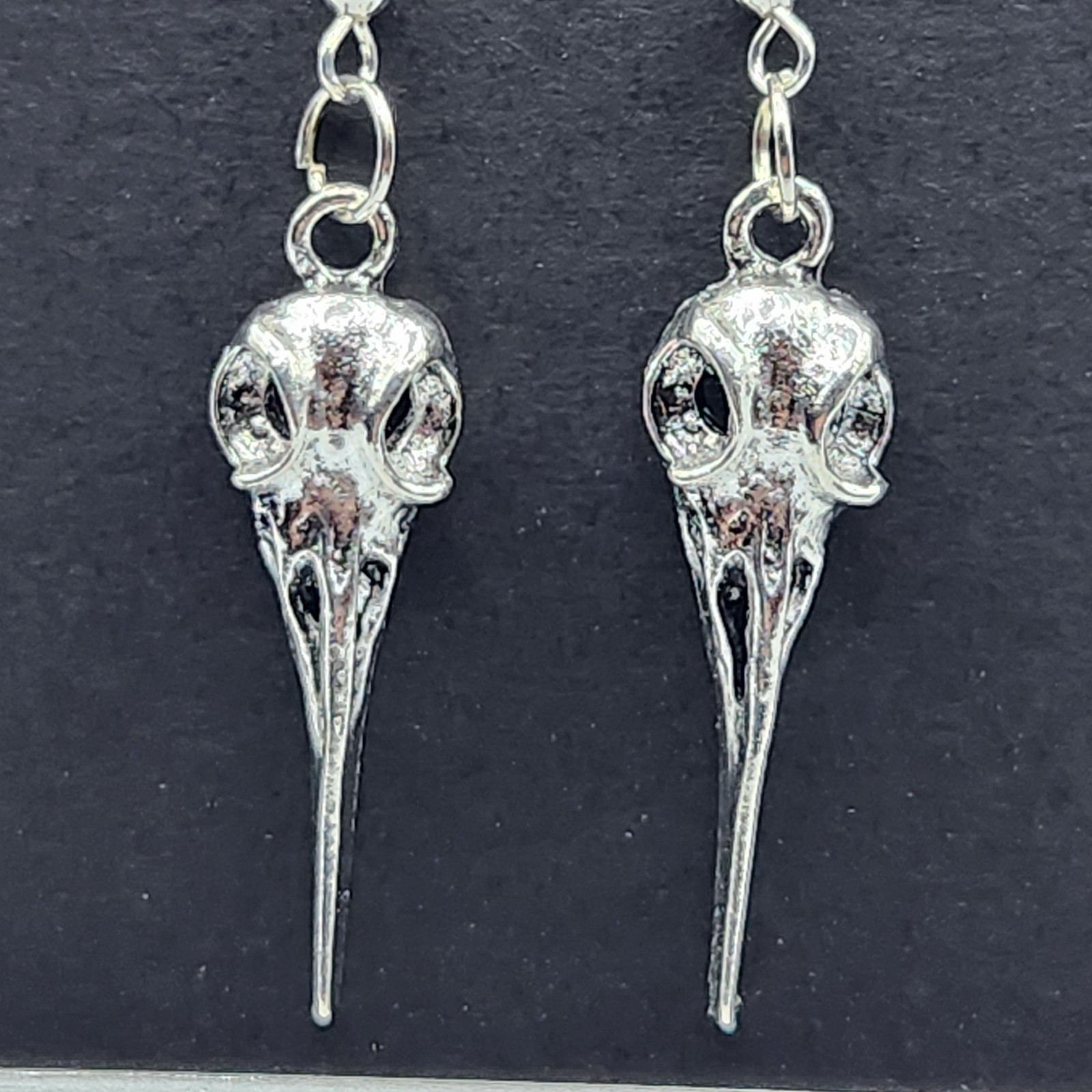 Gothic Bird Skull Necklace & Earring Set – Stainless Steel Alloy Jewelry