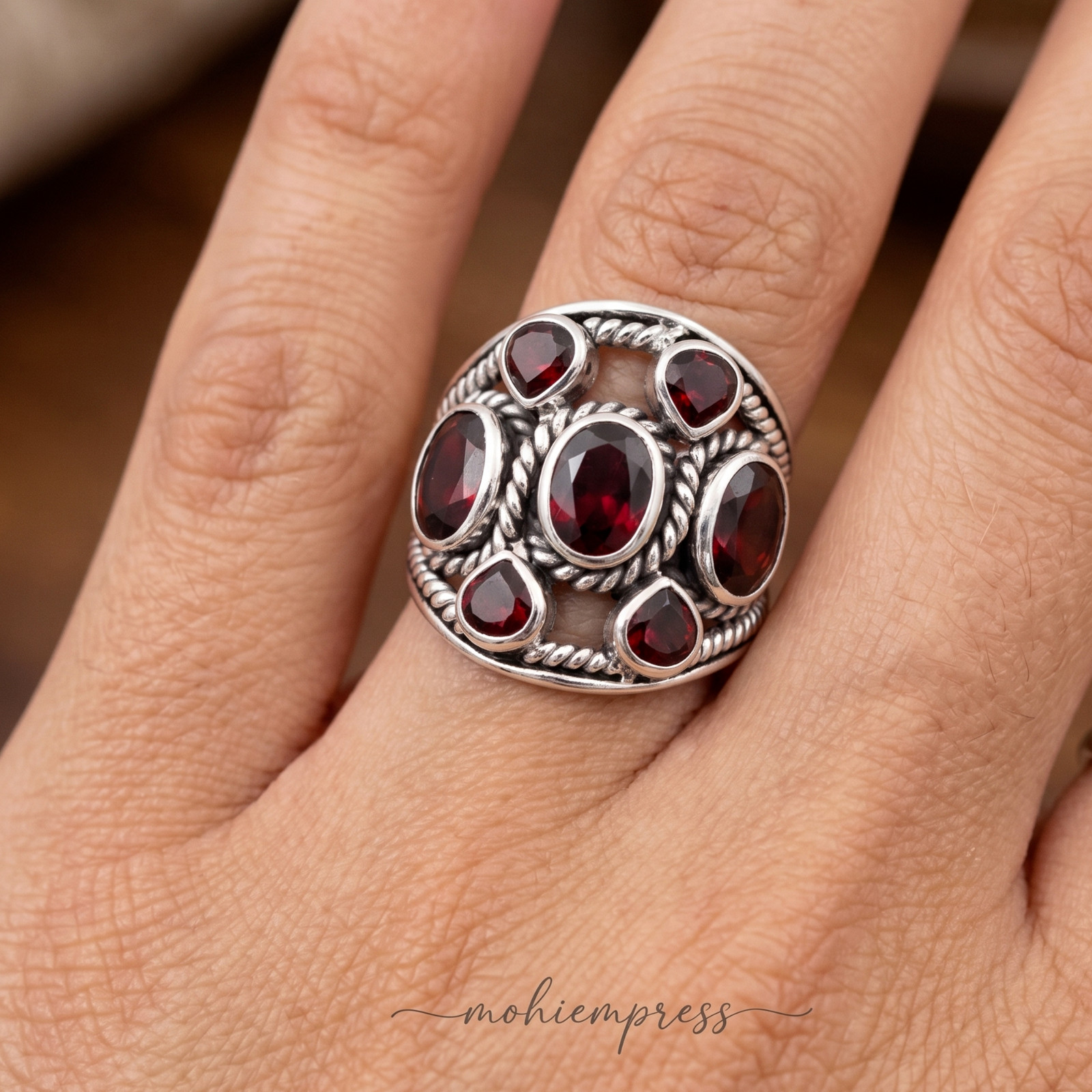 925 Sterling Silver Vintage Inspired Multi-Pearl Statement Ring, June Birthstone