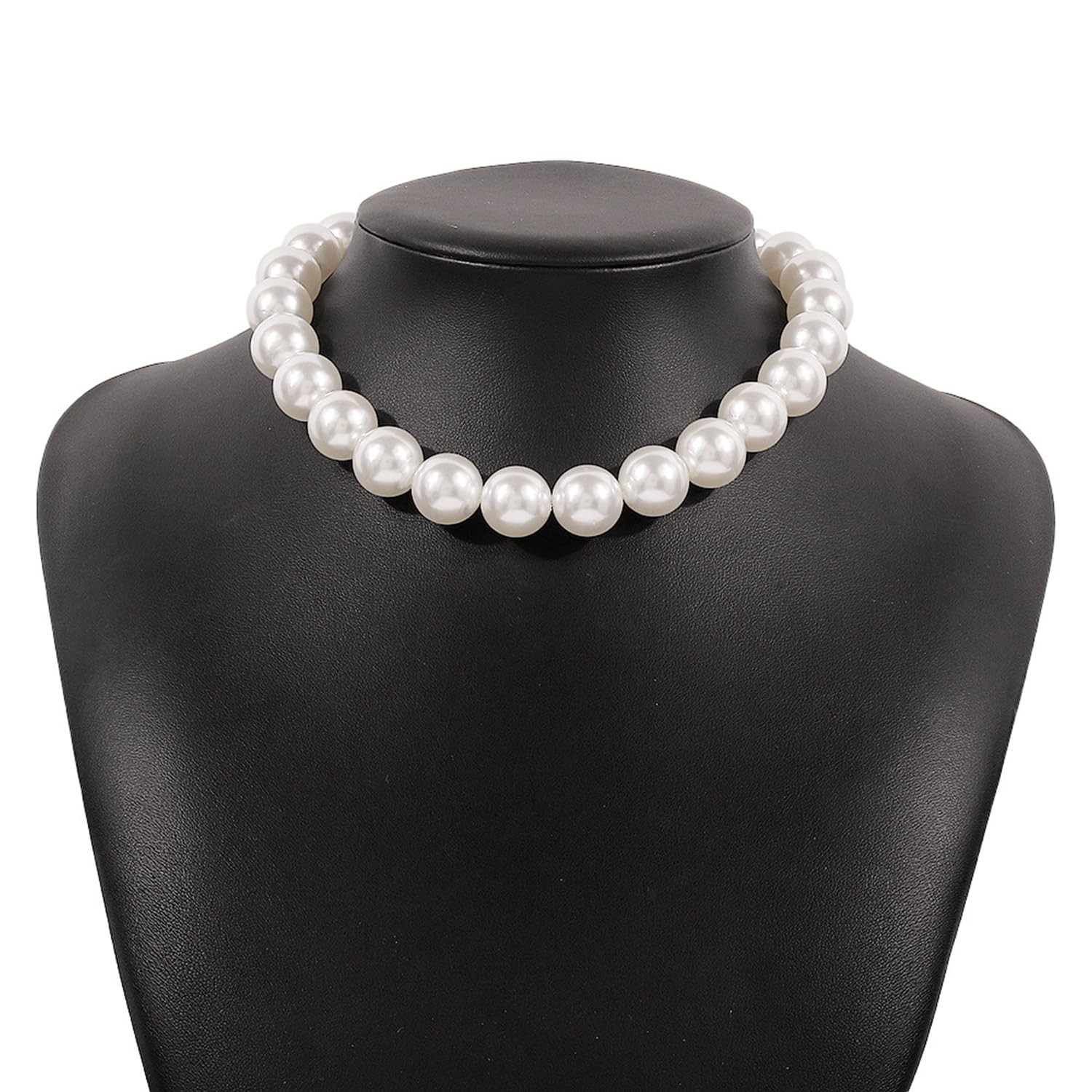 Boho Round Pearl Choker Necklace – Stackable Adjustable Statement Bride Choke…