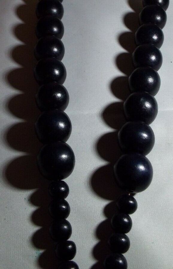 41″ LONG BOHO NECKLACE BY INK ALLOY, BLACK WOOD AND ROUGH CUT STONES ?. UNIQUE