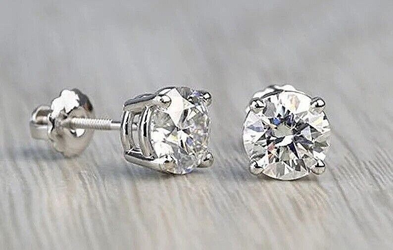 0.44 CT Lab Grown Diamond stud Earing for women 925 Silver 14k White Gold Plated
