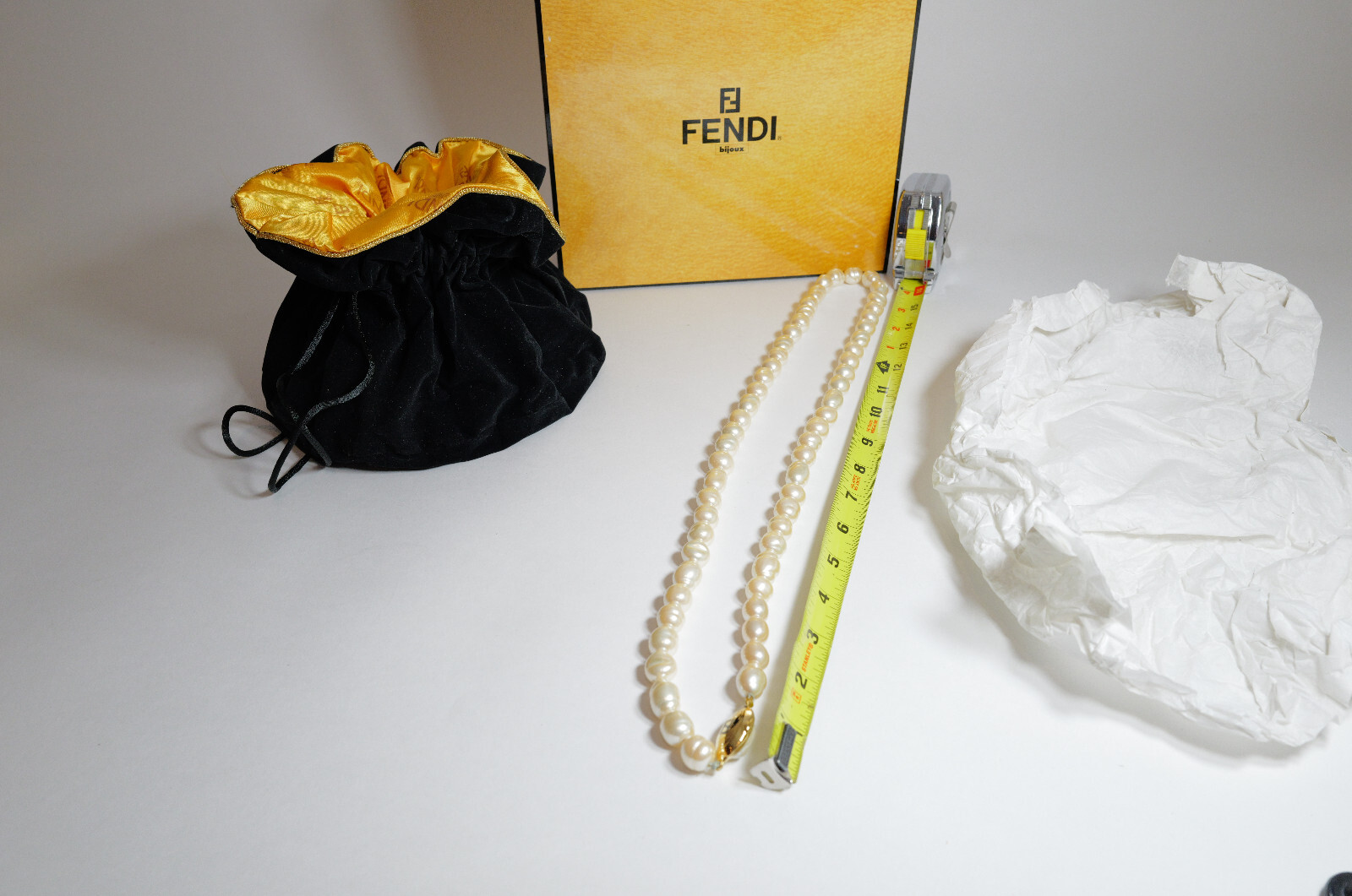 NEW Authentic Fendi Faux Pearl Necklace 32″