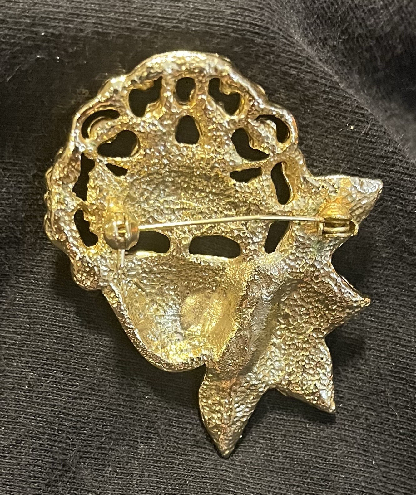 Vintage Gold Tone Masquerade Mask Brooch Pin