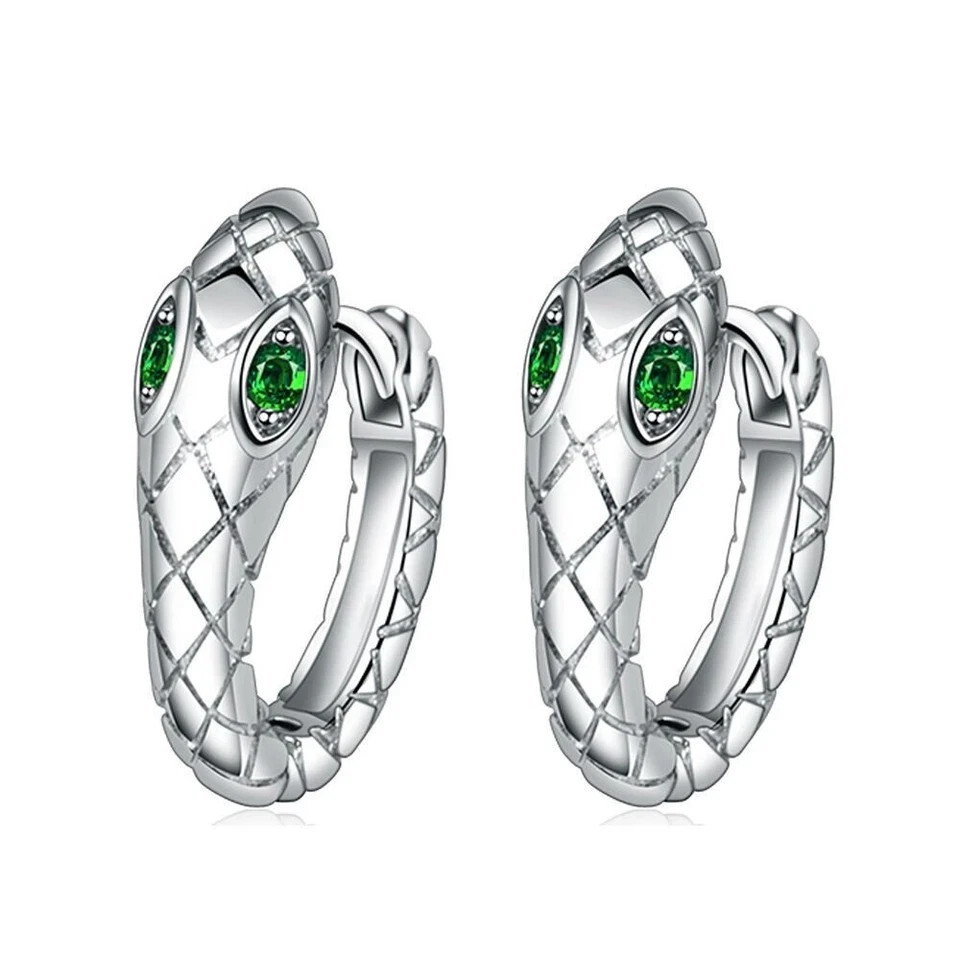 925 Sterling Silver Crystal Snake Hoop Earrings Jewellery Women Girls Gift.