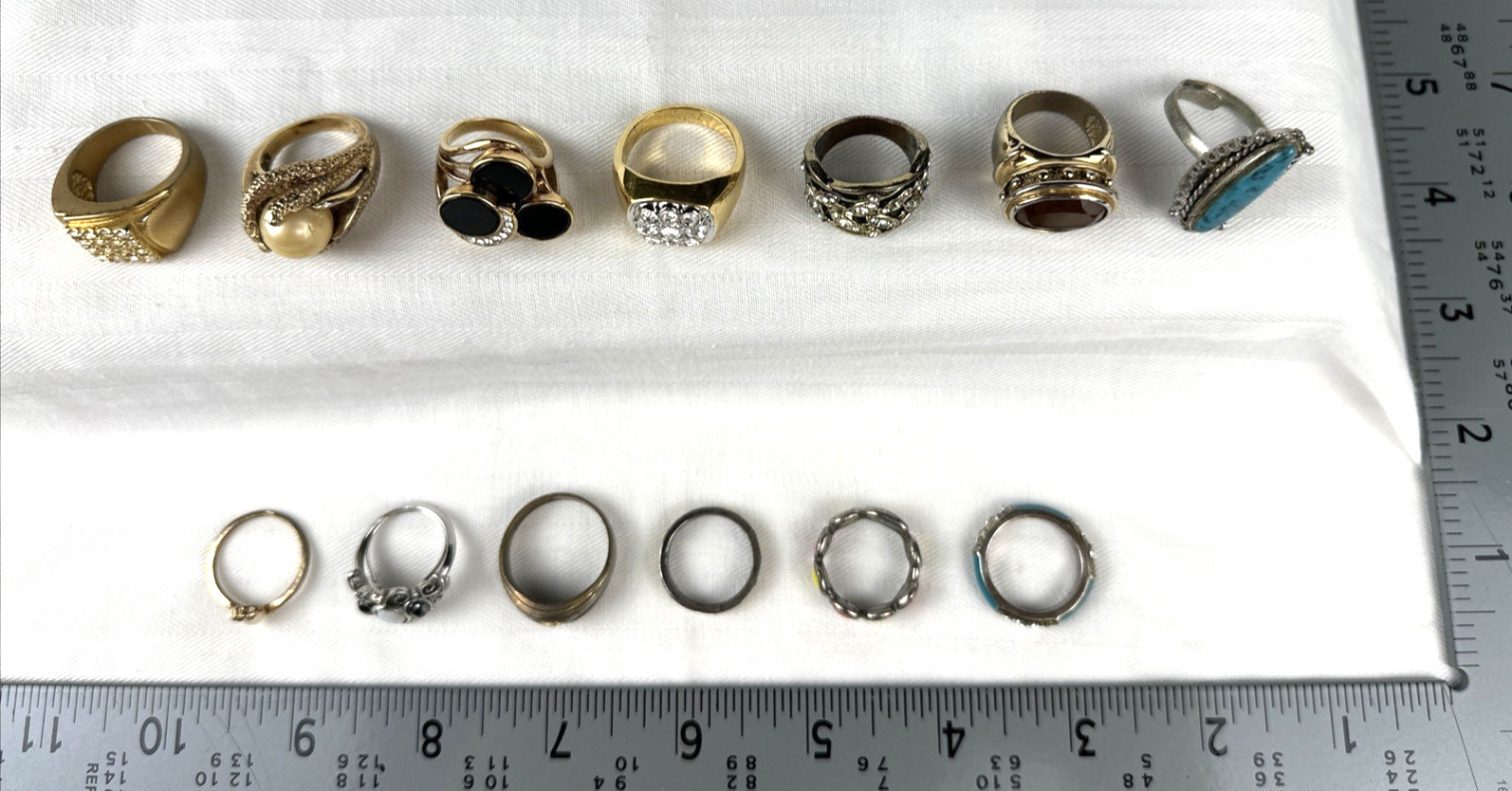 Fashion Ring Lot, 13 Different Rings of Various Designs and Sizes, Free Shipping