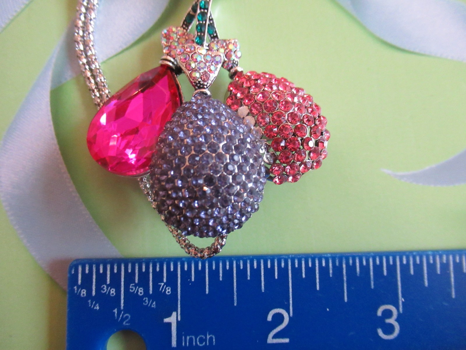 Designer Style PINK PURPLE Crystal B-Day Balloons Pendant NECKLACE/ BROOCH NEW