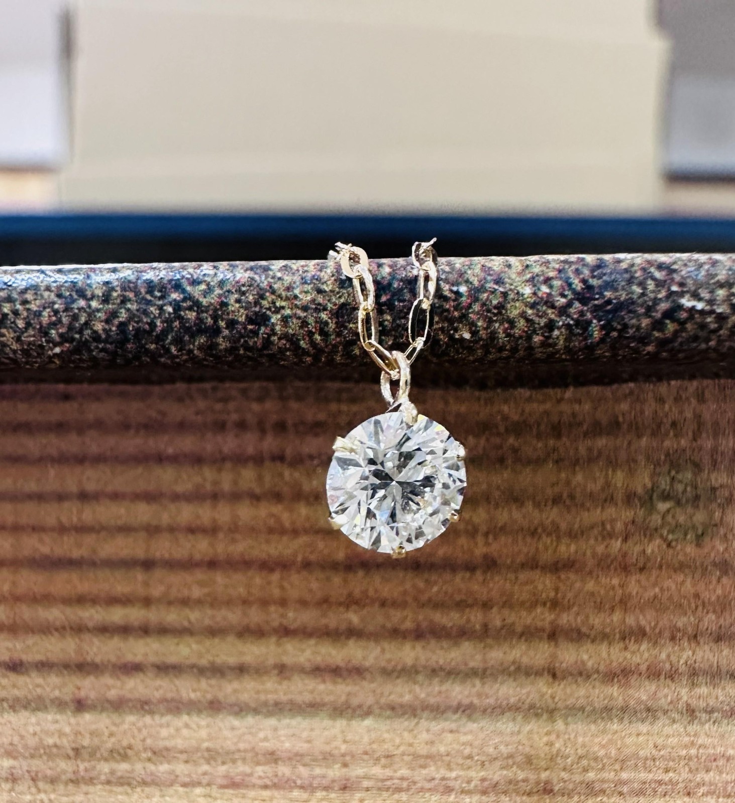 K18 Natural Diamond Necklace 0.44ct Azuki chain 40cm　Comes with a GIA certifica